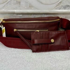 NWT Hammit Charles crossbody/belt bag w/ 210 West wallet. Med- Cherrywood Pebble